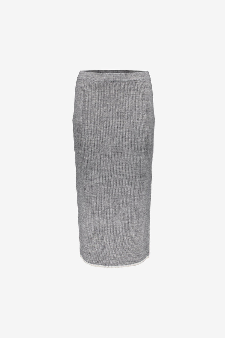 Geisha dames grijze midi-rok met contrasterende bies