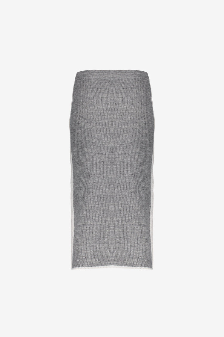 Geisha dames grijze midi-rok met contrasterende bies