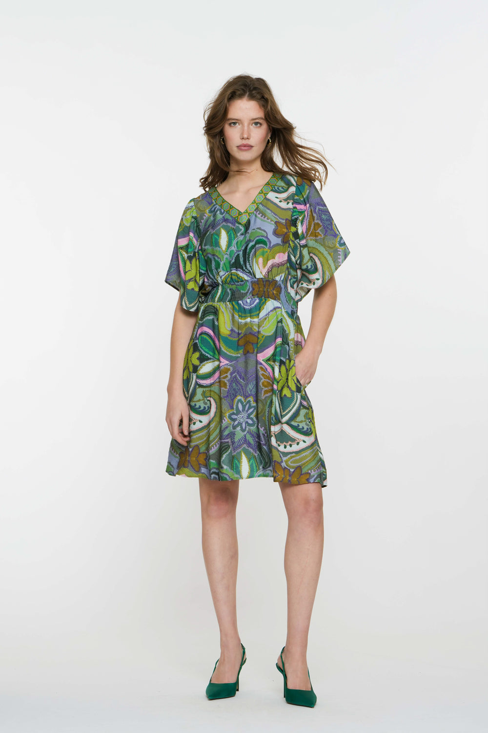 Geisha dames midi jurk grafische print