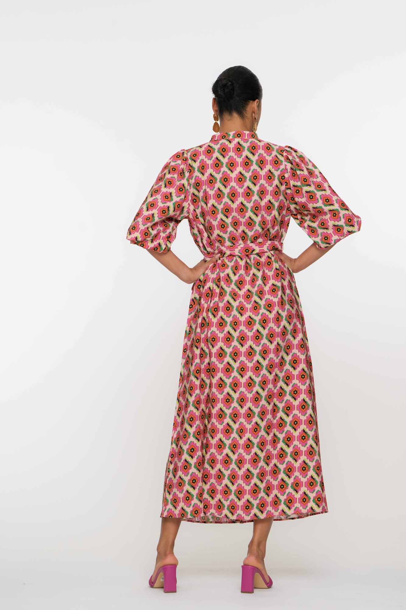 Geisha dames grafische print maxi jurk