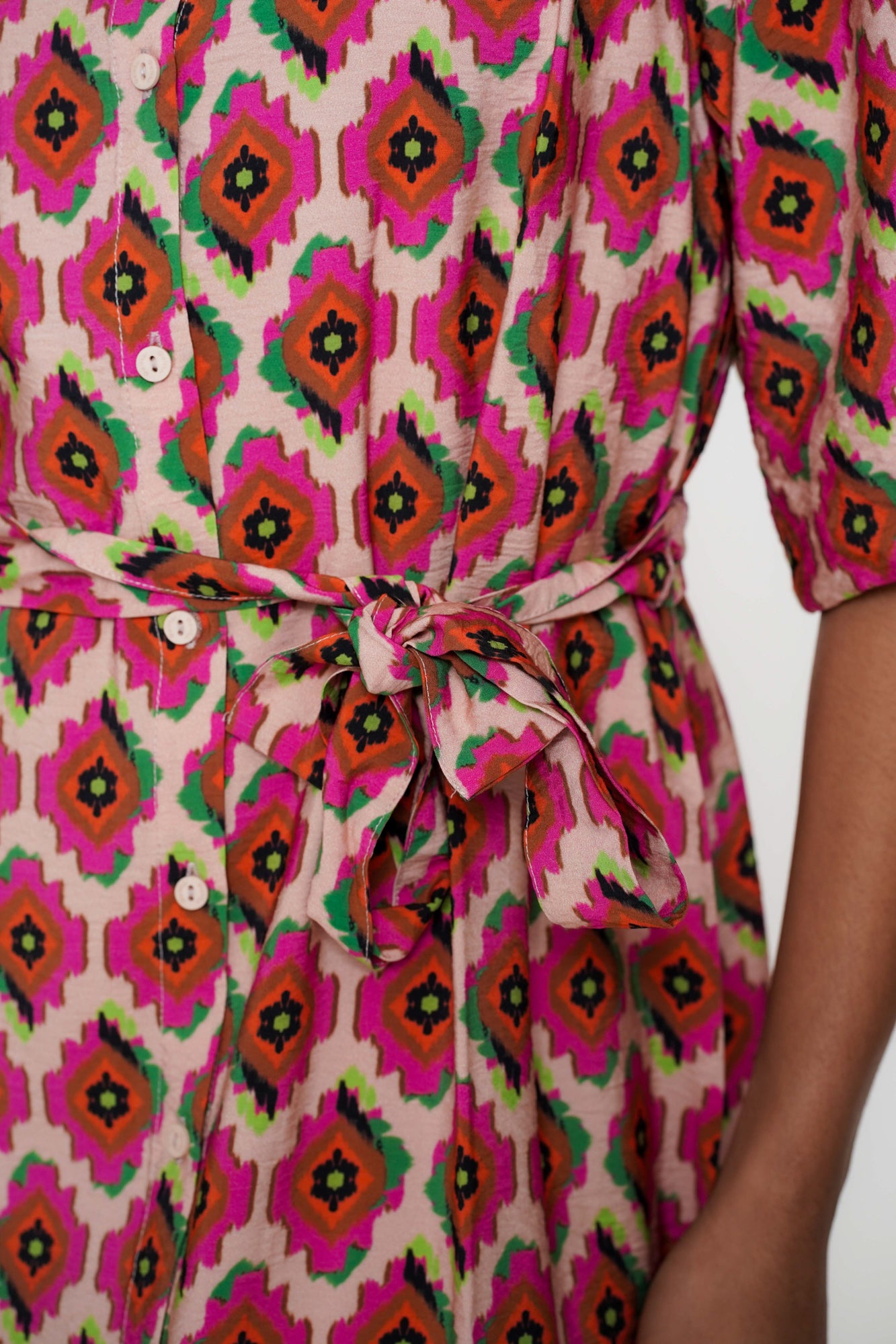 Geisha dames grafische print maxi jurk