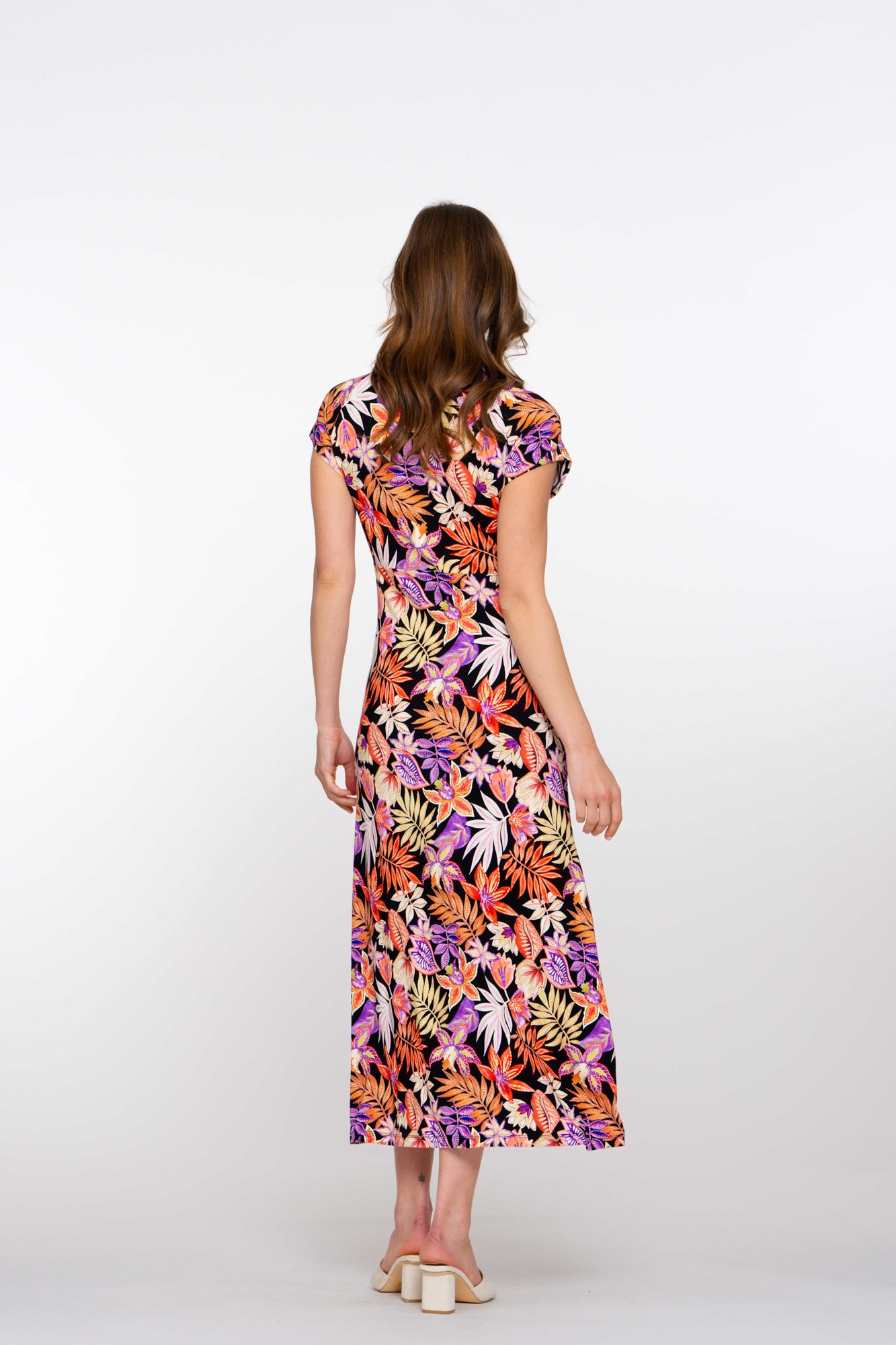 Geisha dames maxi-dress met V-hals en print
