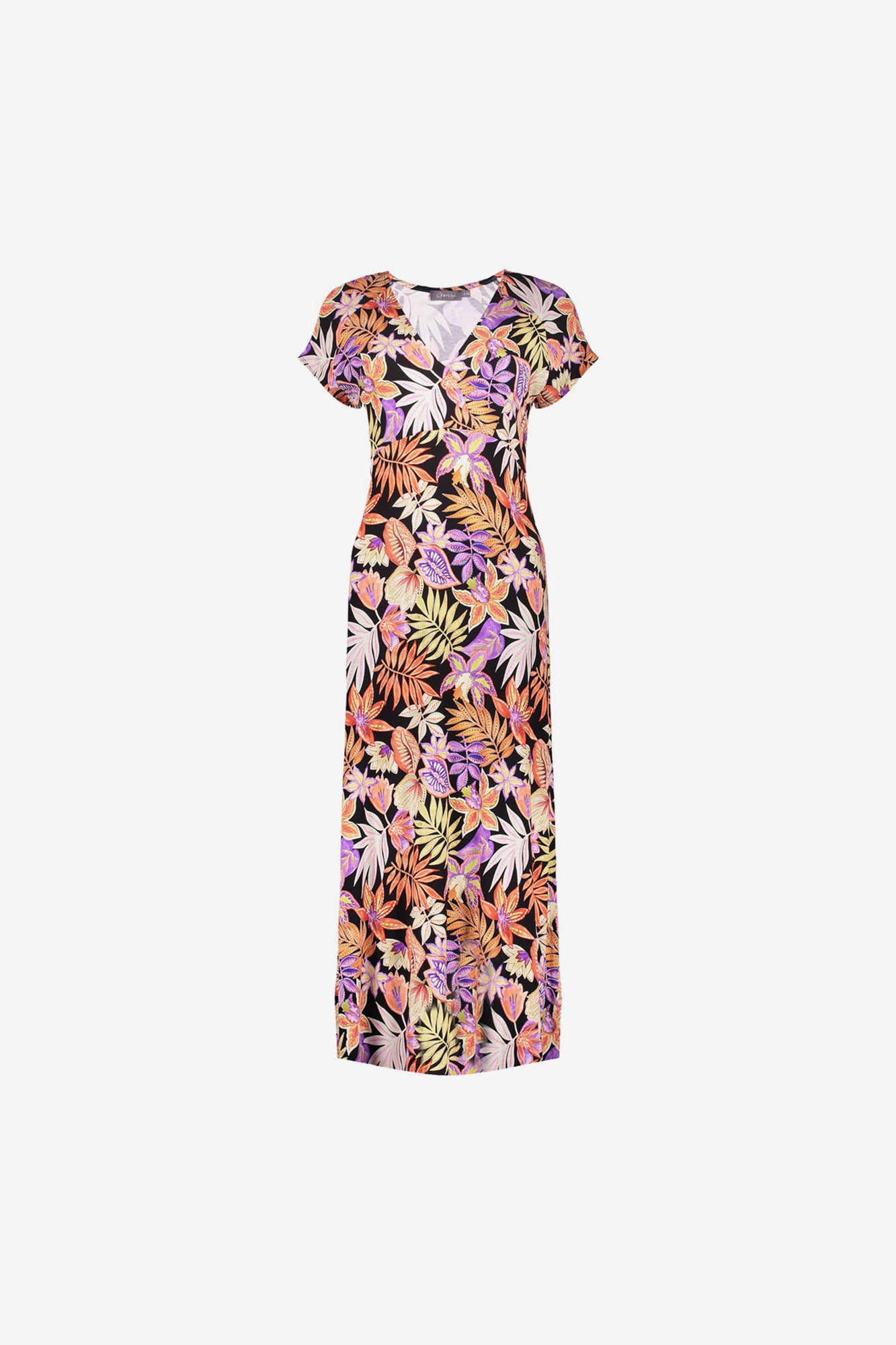 Geisha dames maxi-dress met V-hals en print