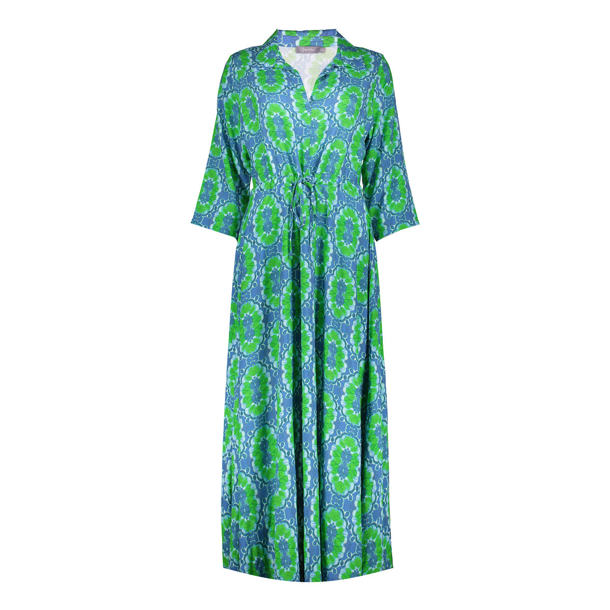 Geisha dames maxi jurk met sierlijke print