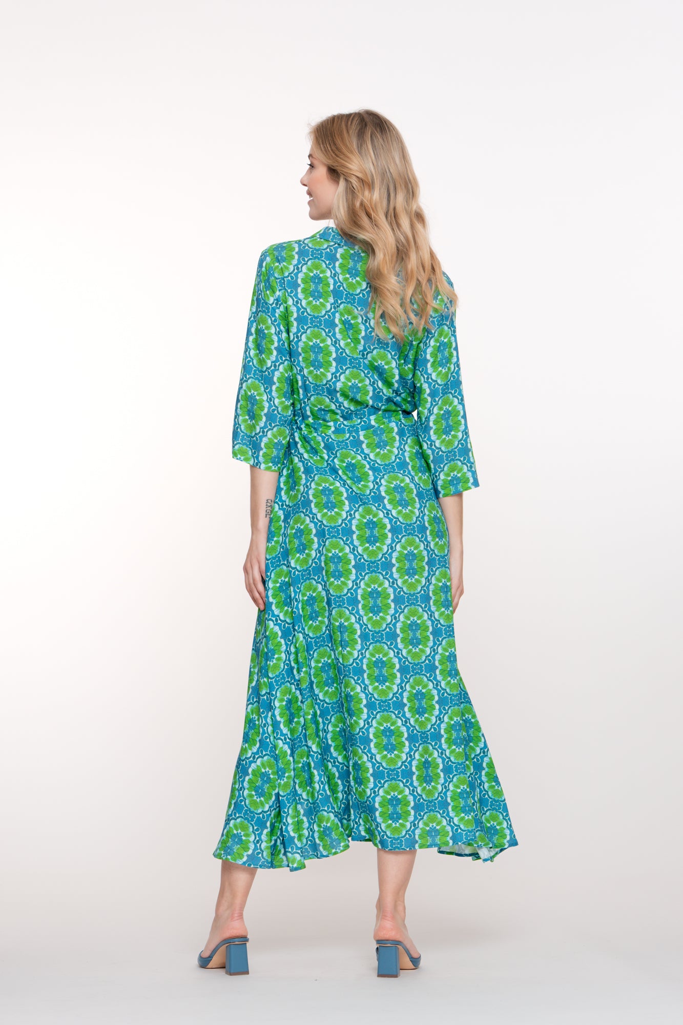 Geisha dames maxi jurk met sierlijke print