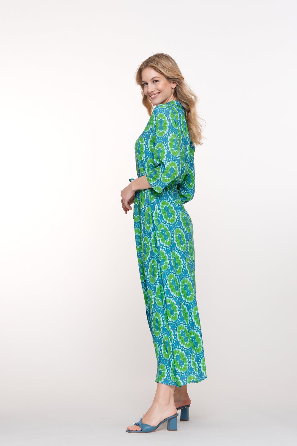 Geisha dames maxi jurk met sierlijke print