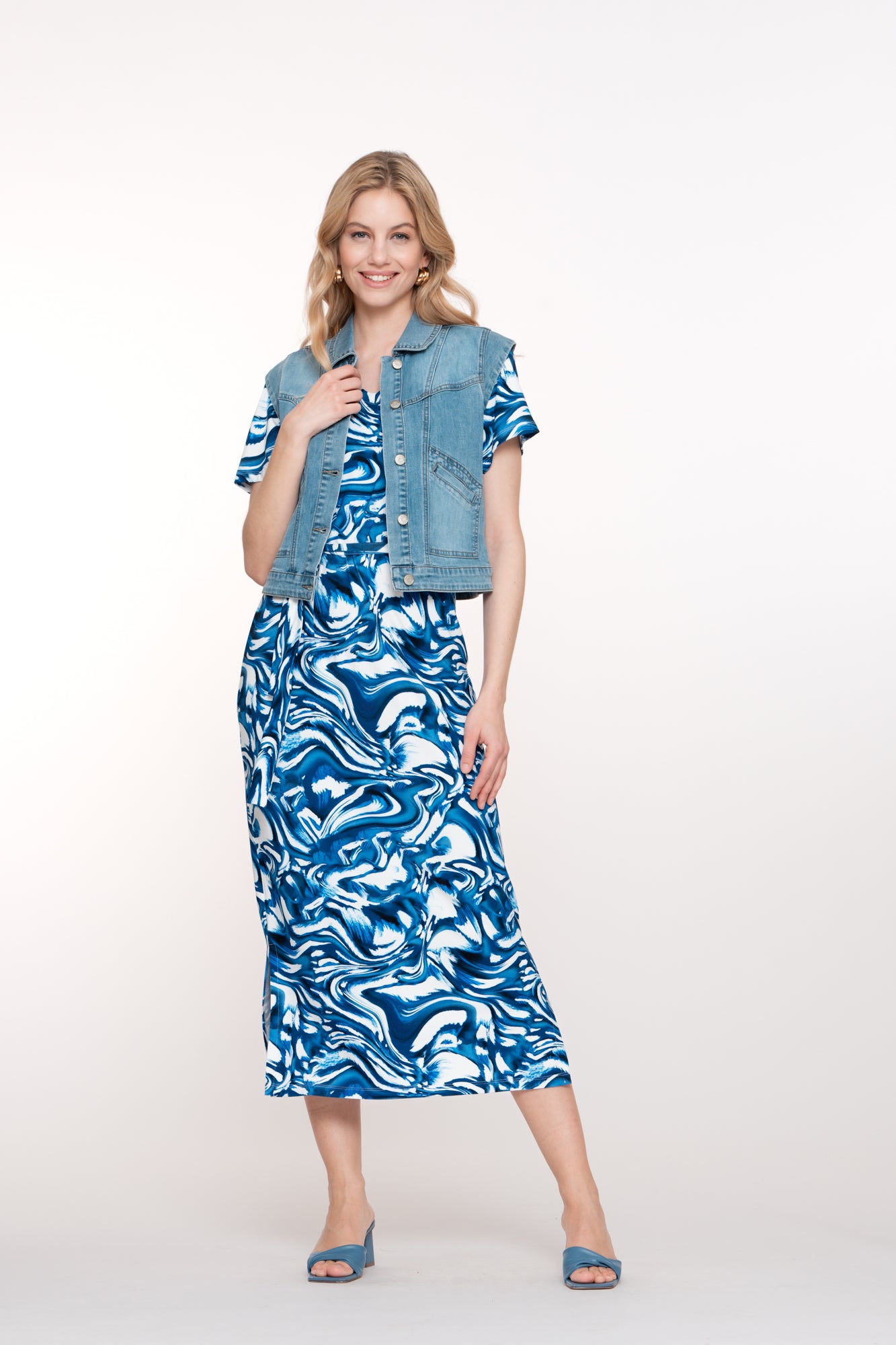 maxi-dress met V-hals en print