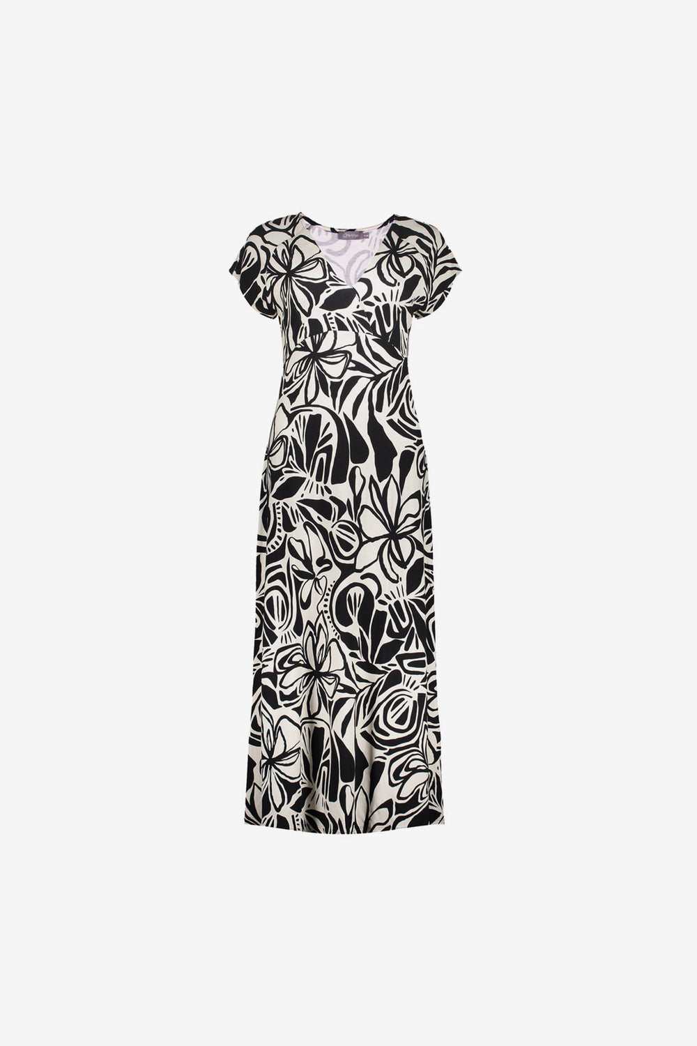 Geisha dames maxi-dress met V-hals en print