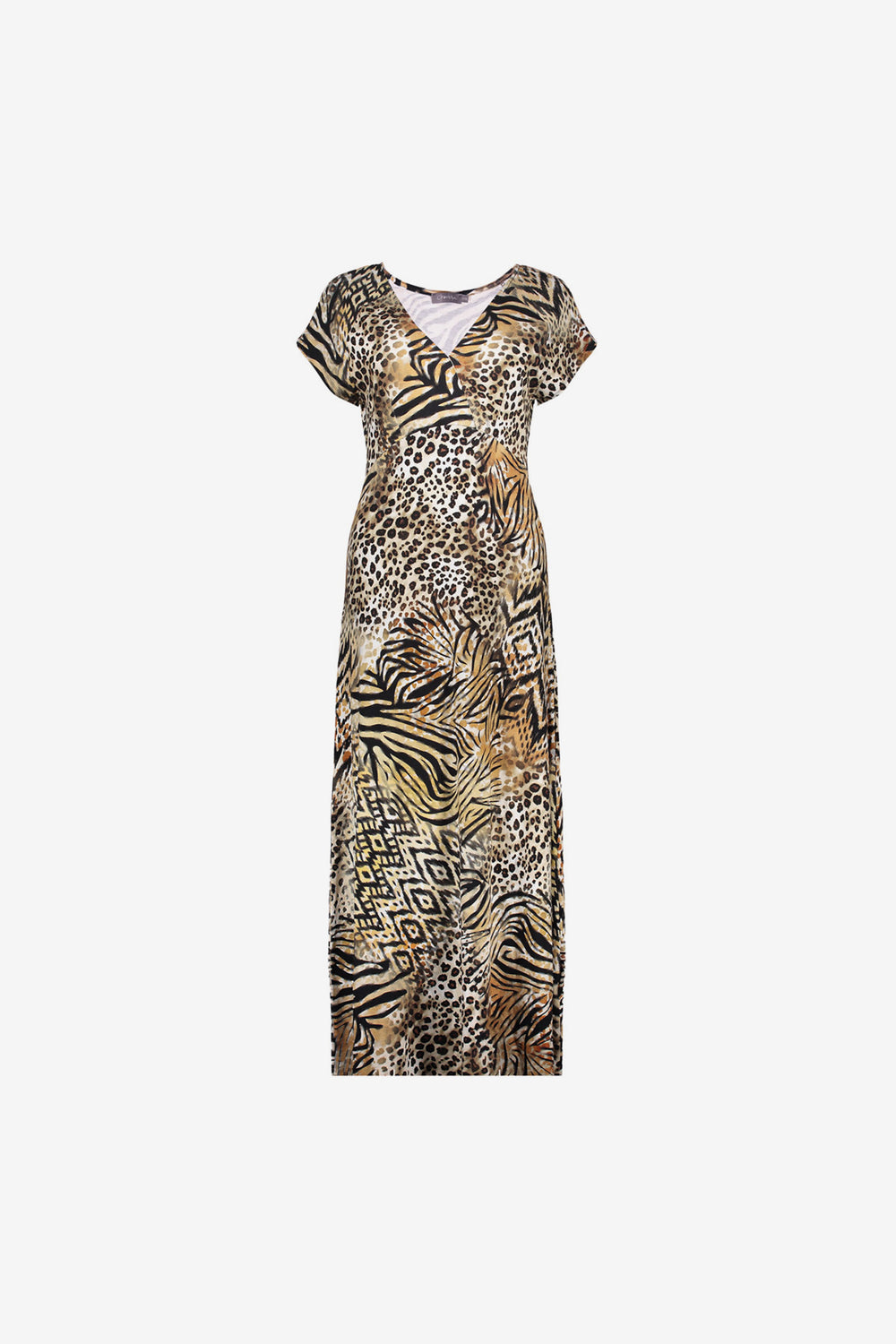maxi-dress met V-hals en print