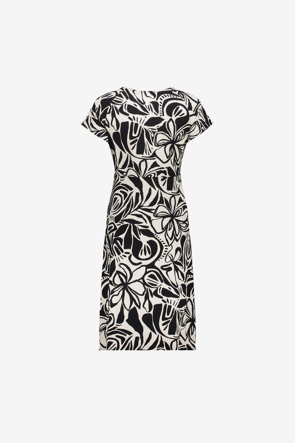 Geisha dames midi jurk met V-hals en print
