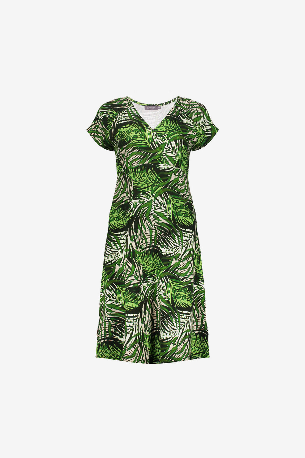 Geisha dames midi jurk met V-hals en print