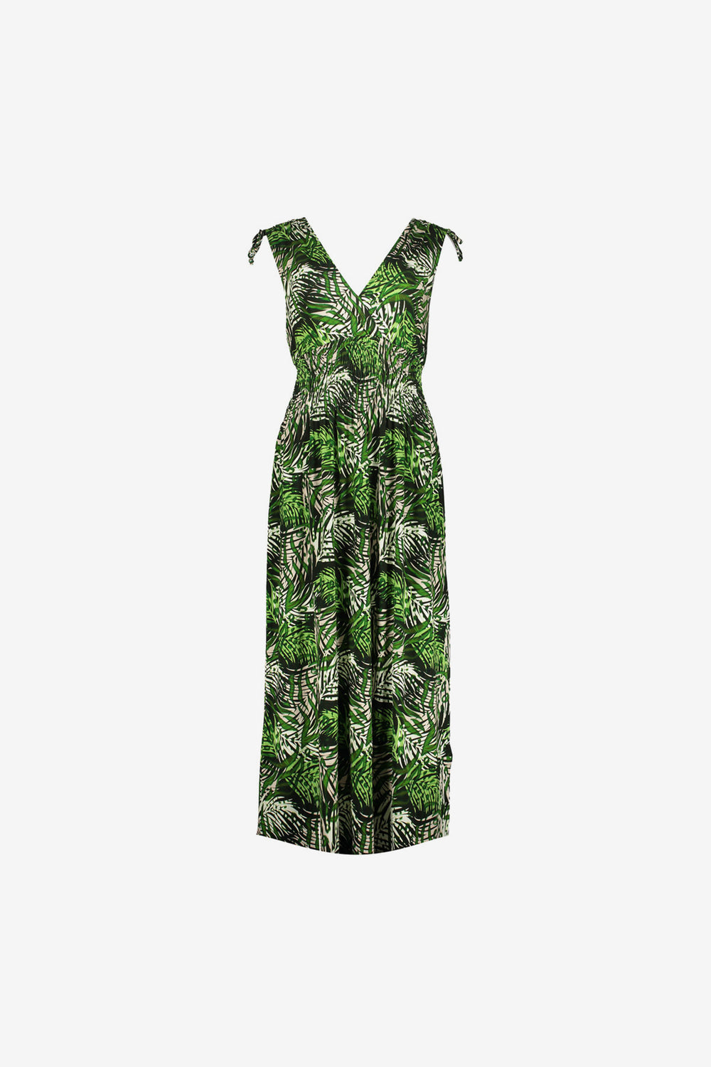Geisha dames jersey maxi-jurk met rijg en smokdetails