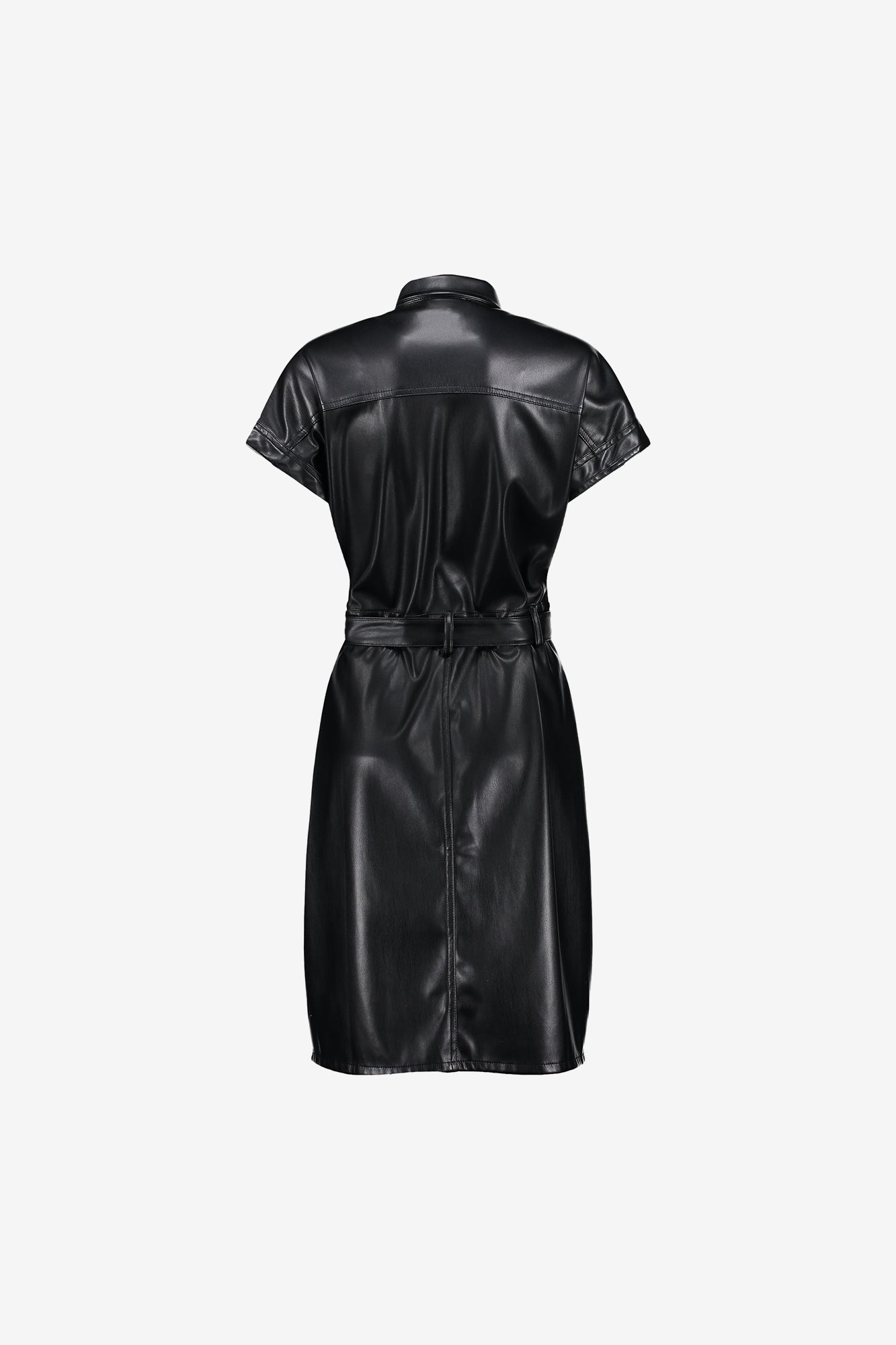 Geisha dames midi leather look jurk met ceintuur