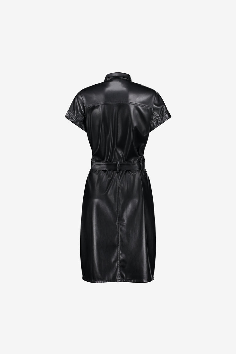 Geisha dames midi leather look jurk met ceintuur