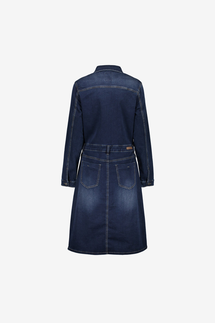 Geisha dames denim midi jurk met knoopsluiting