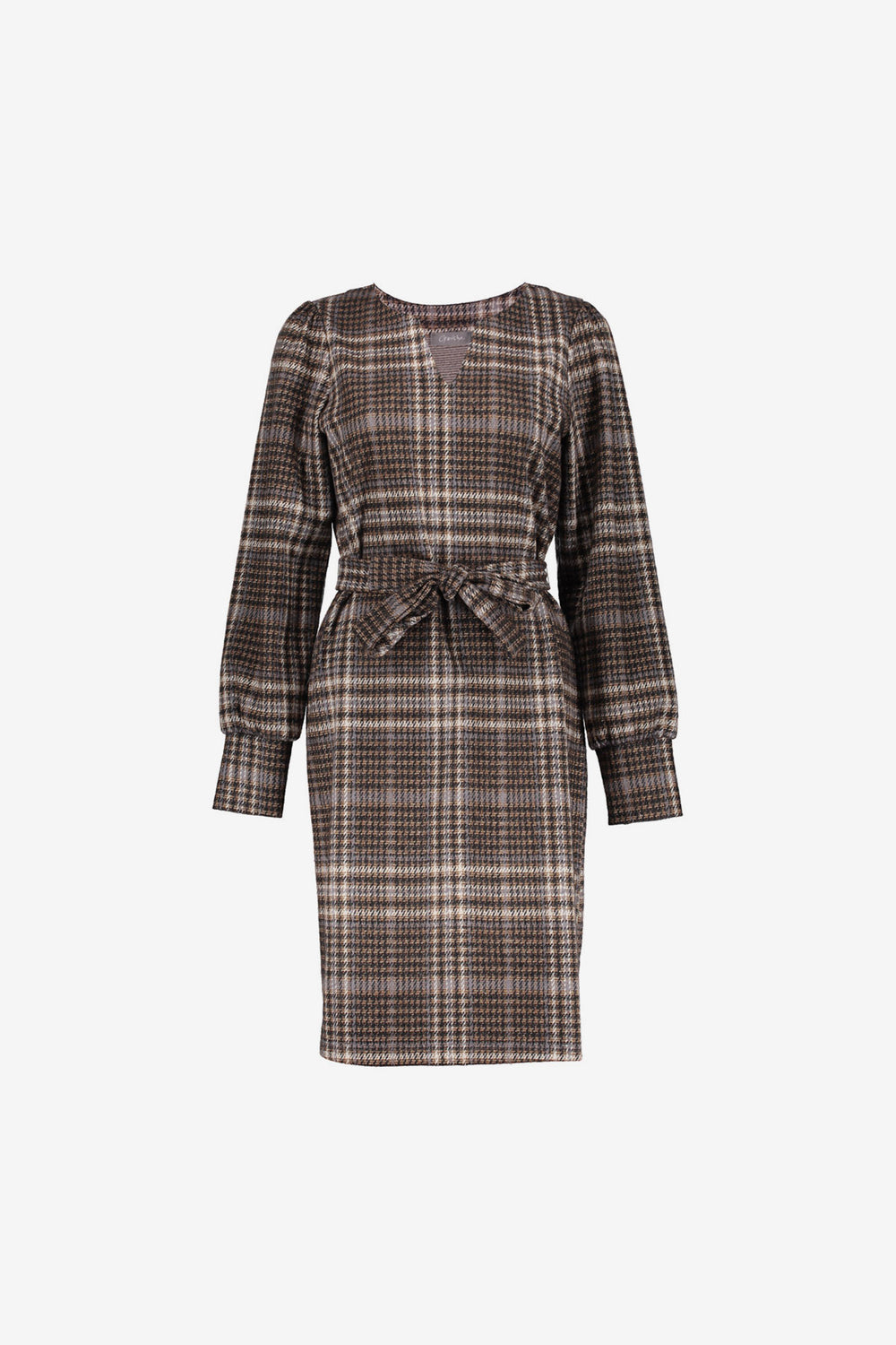 Geisha dames jurk met V-hals en checkered dessin