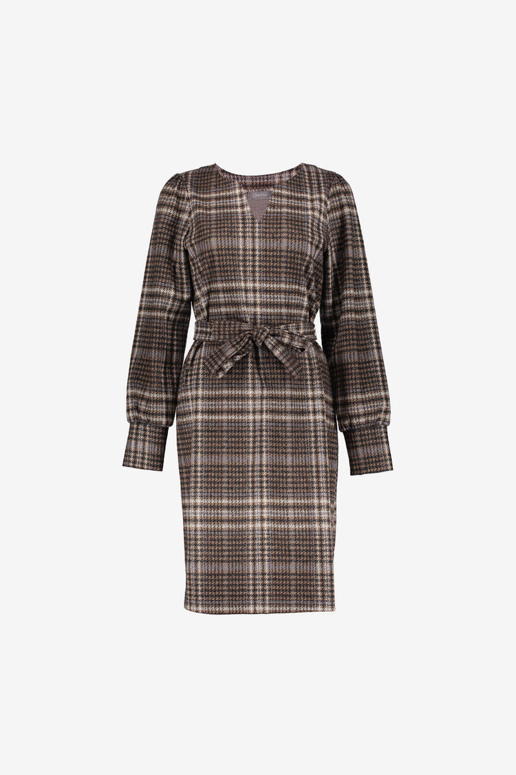 Geisha dames jurk met V-hals en checkered dessin