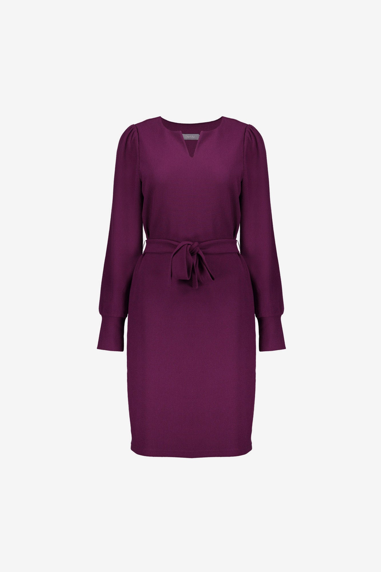 Geisha dames elegante paarse jurk met ceintuur en V-hals