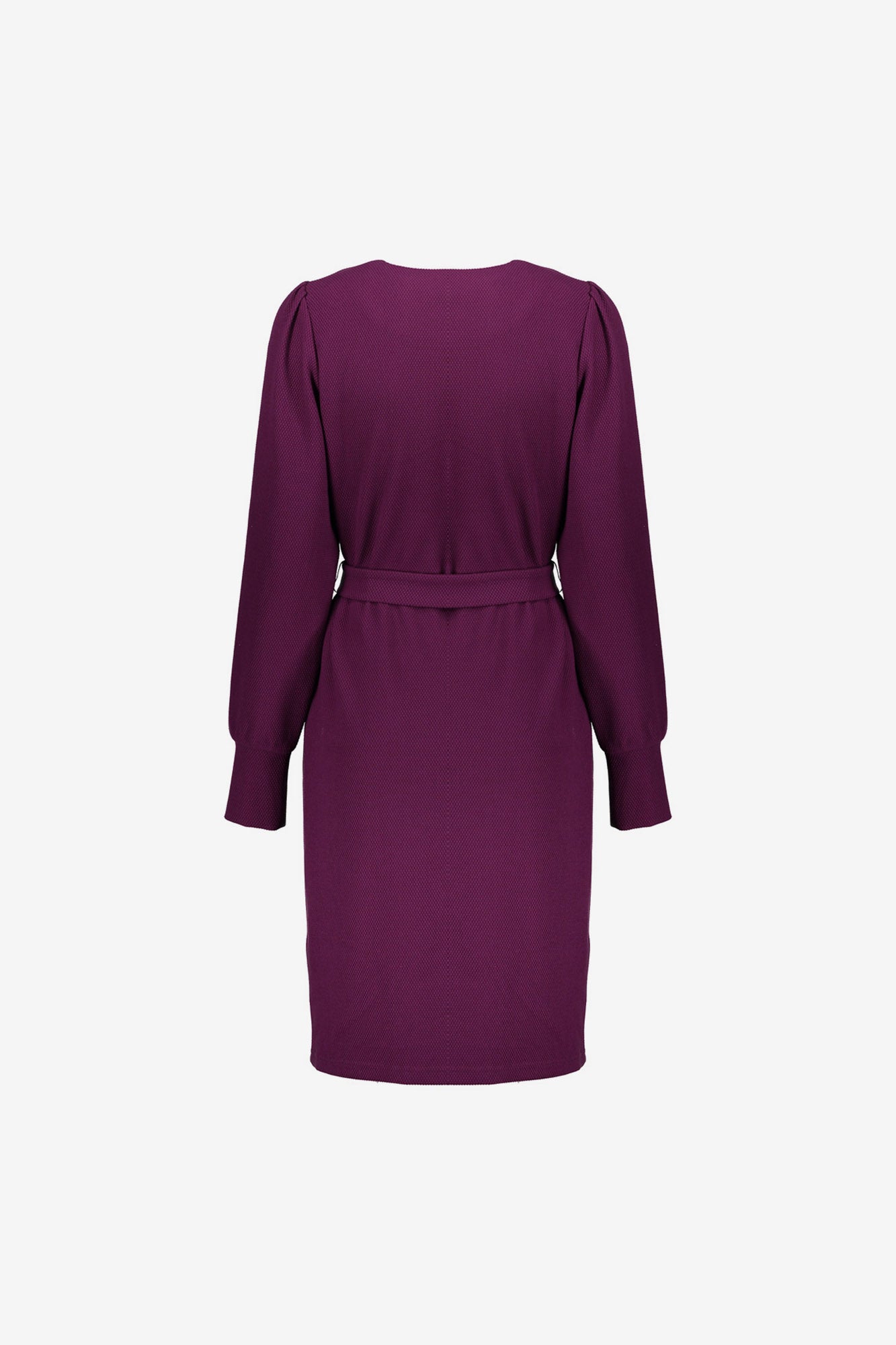 Geisha dames elegante paarse jurk met ceintuur en V-hals