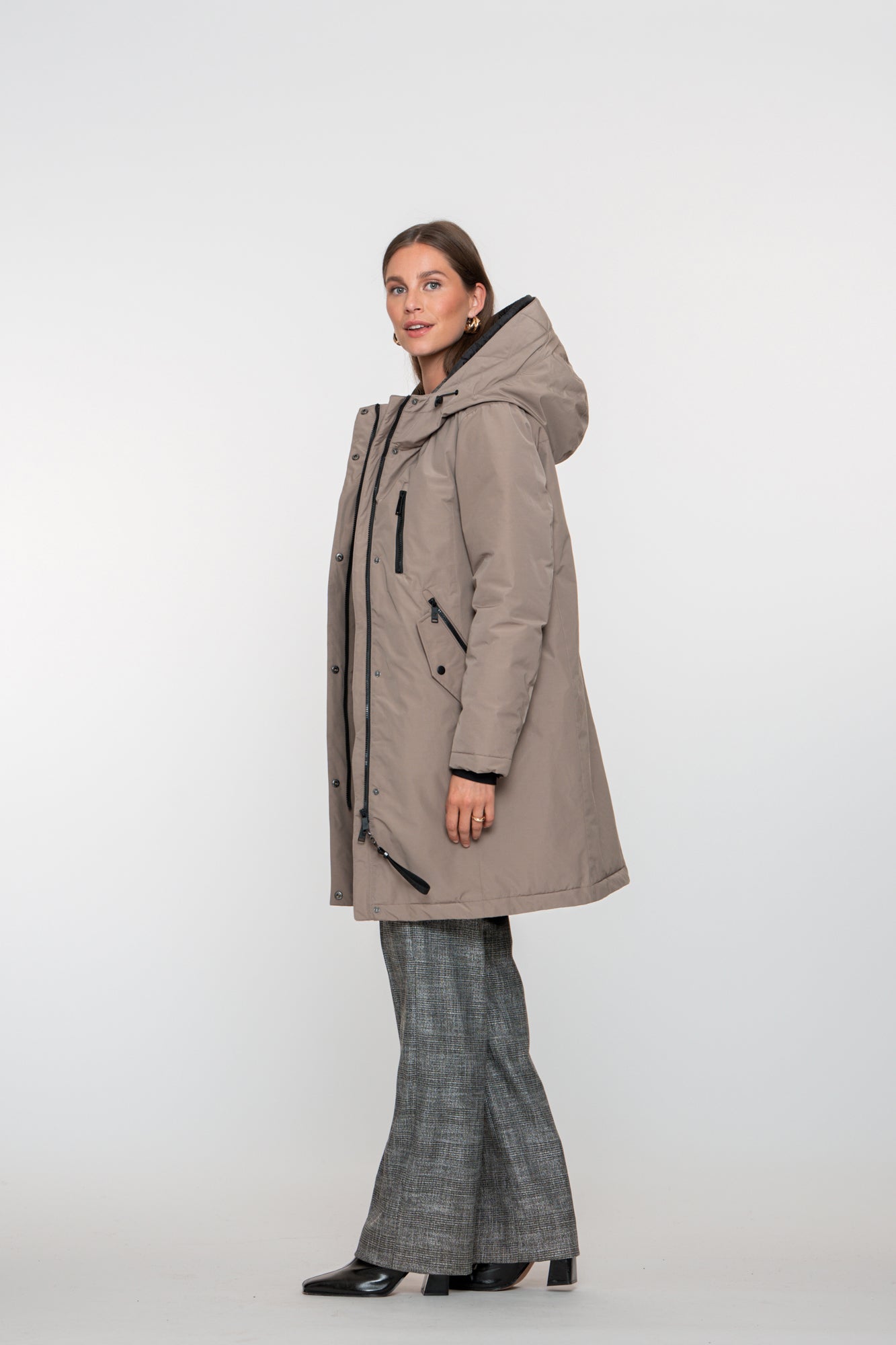 Geisha dames gewatteerde jas met teddy hood