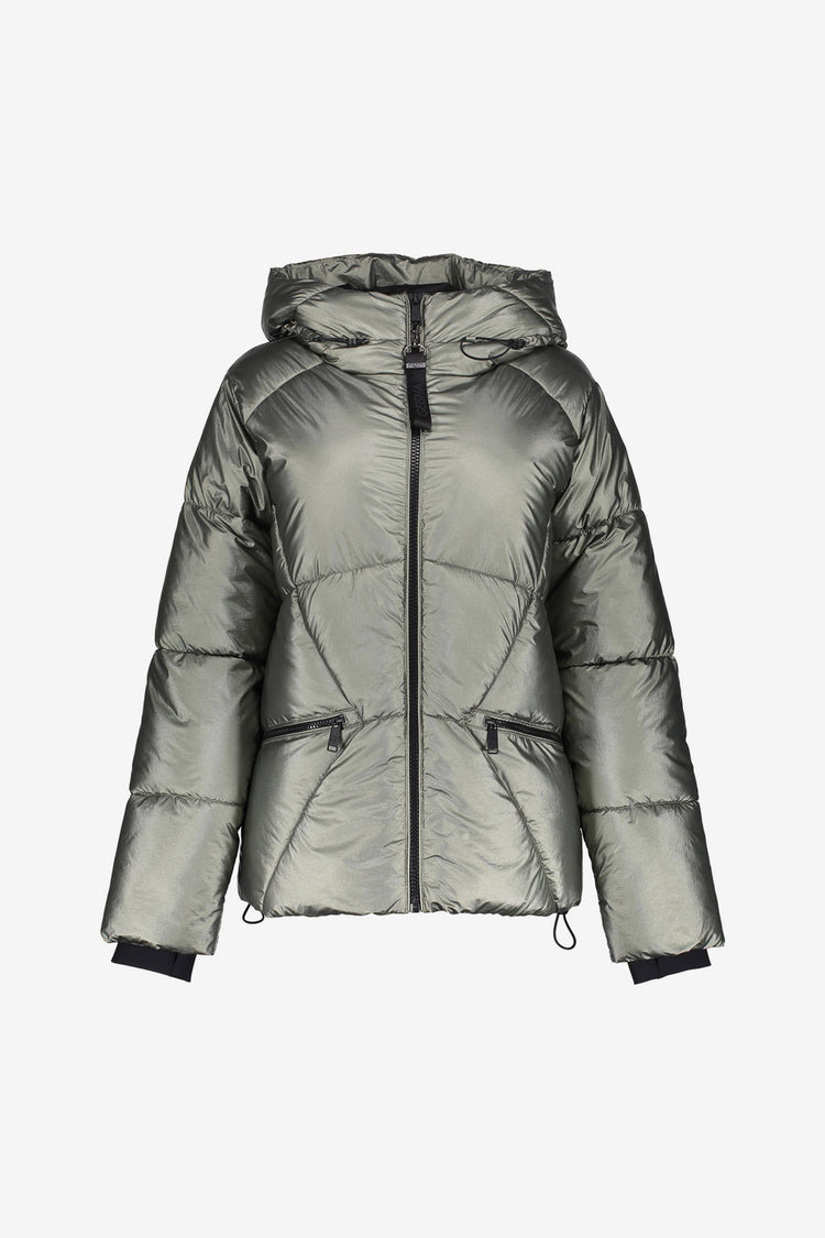 Geisha dames korte metallic pufferjas