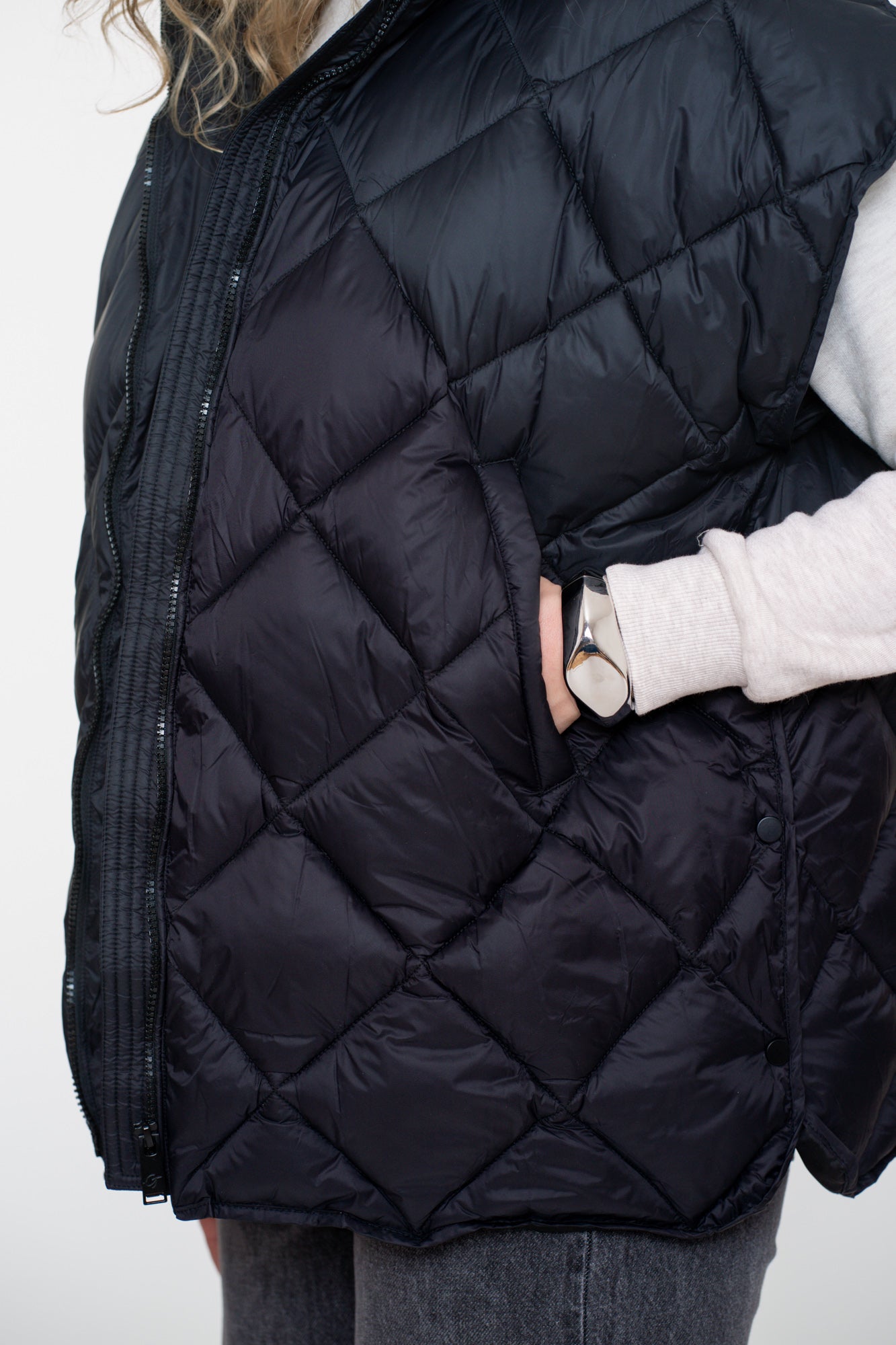 Geisha dames gewatteerde bodywarmer met capuchon
