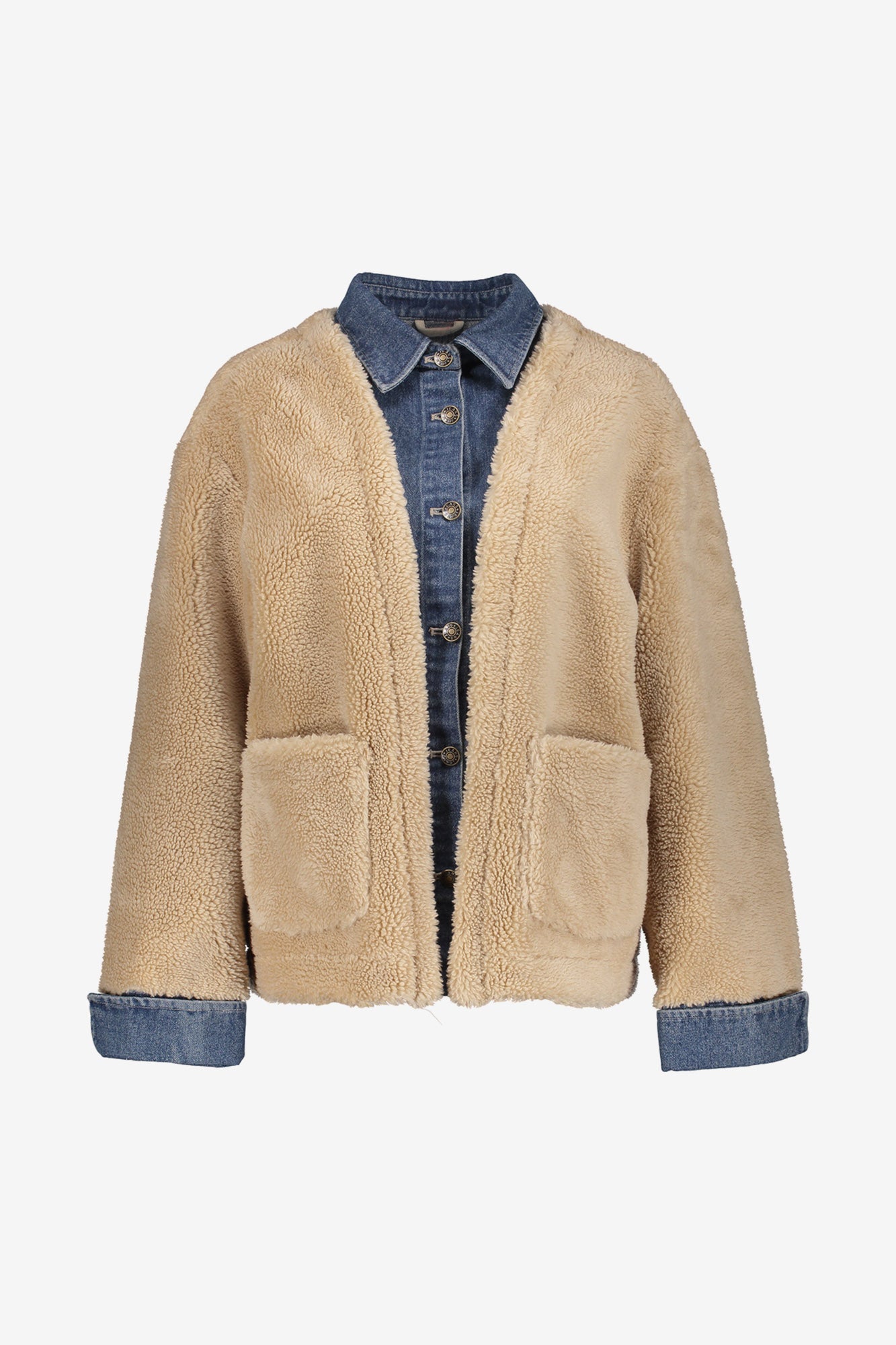 Geisha dames jacket met denim en teddy