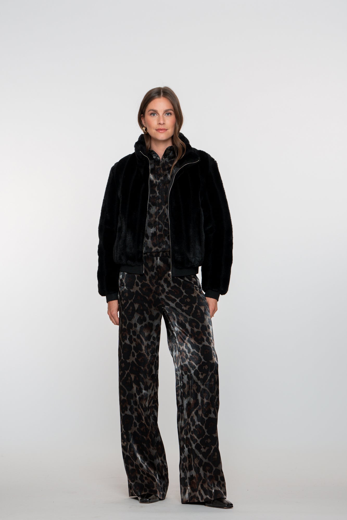 Geisha dames short faux fur jas
