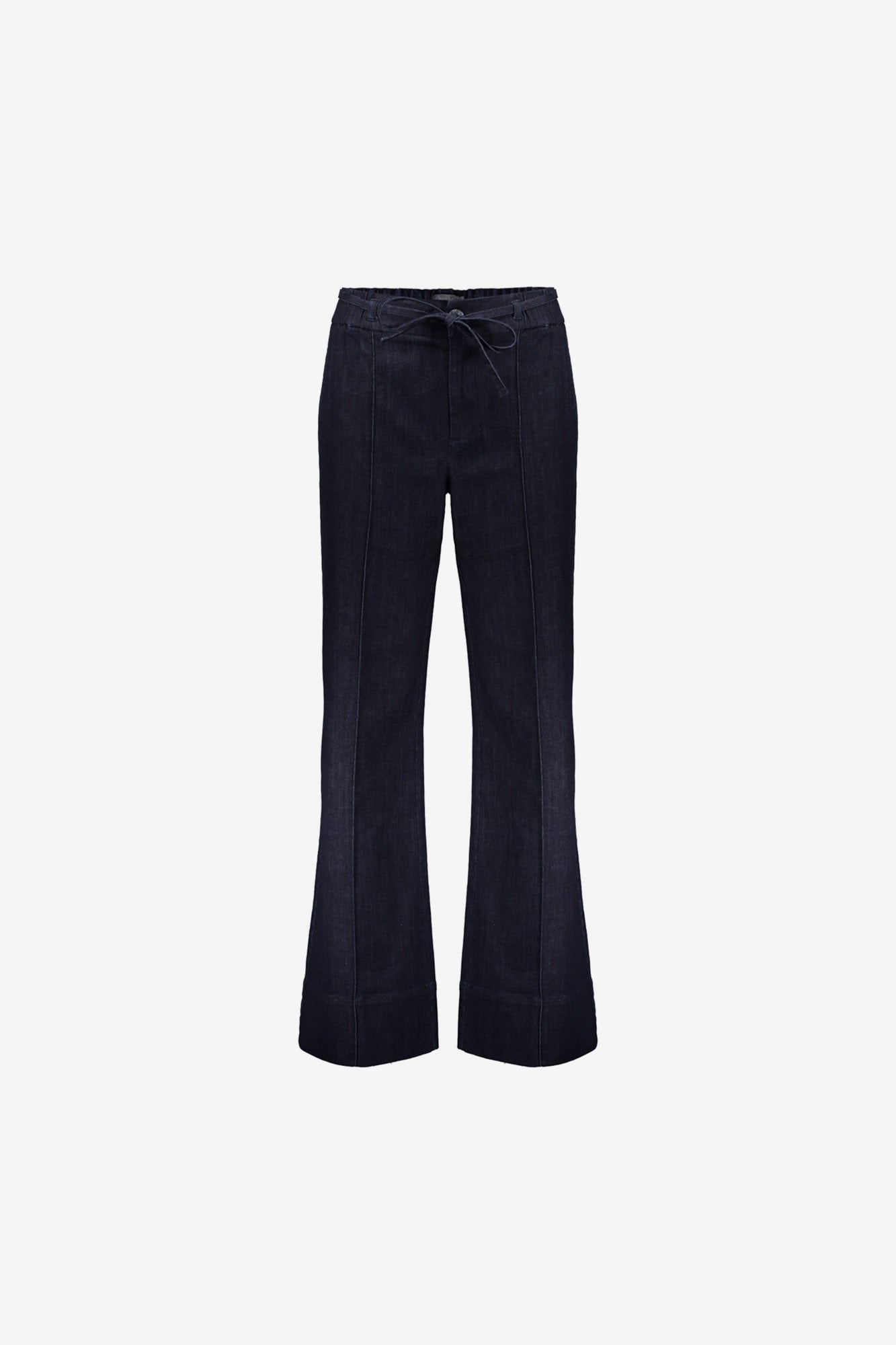 Geisha donkerblauwe wide leg jeans met strikdetail
