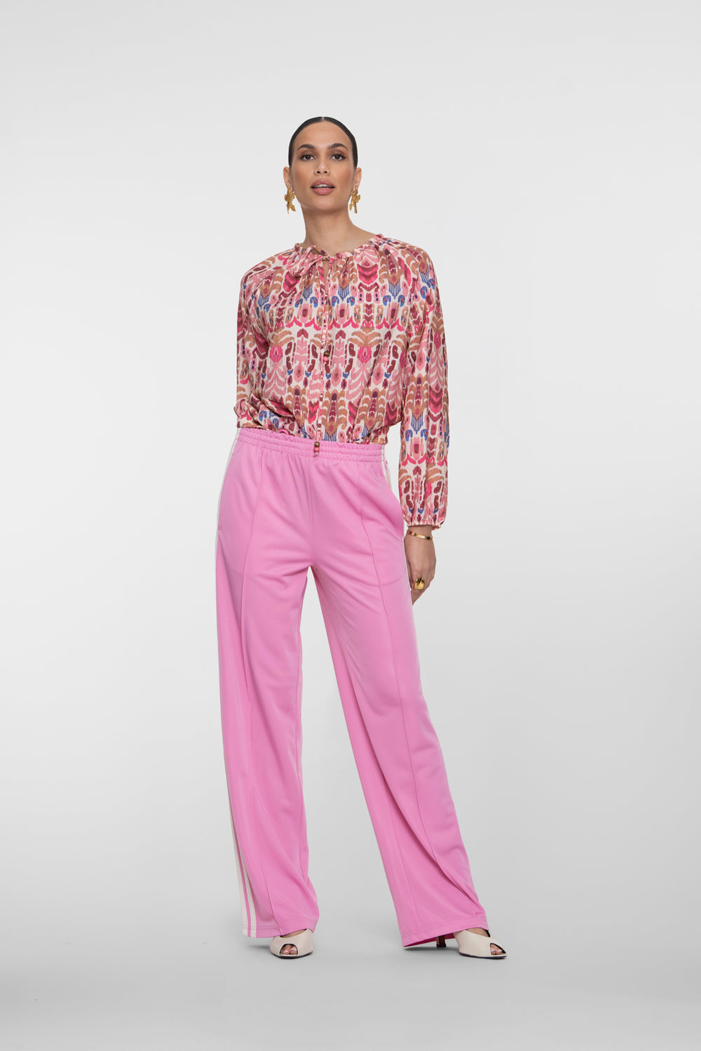 Geisha wijde trackpants met bies