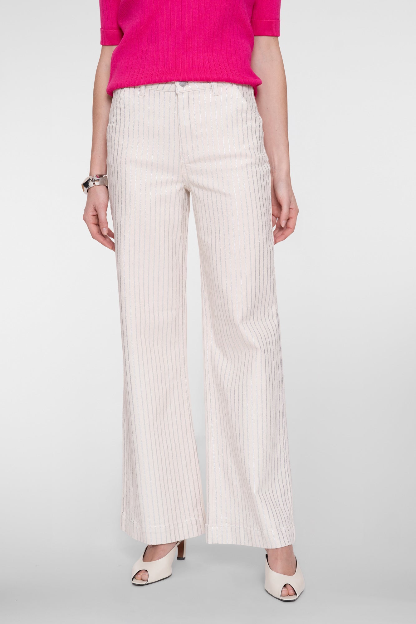 Geisha jeans met metallic streepdessin