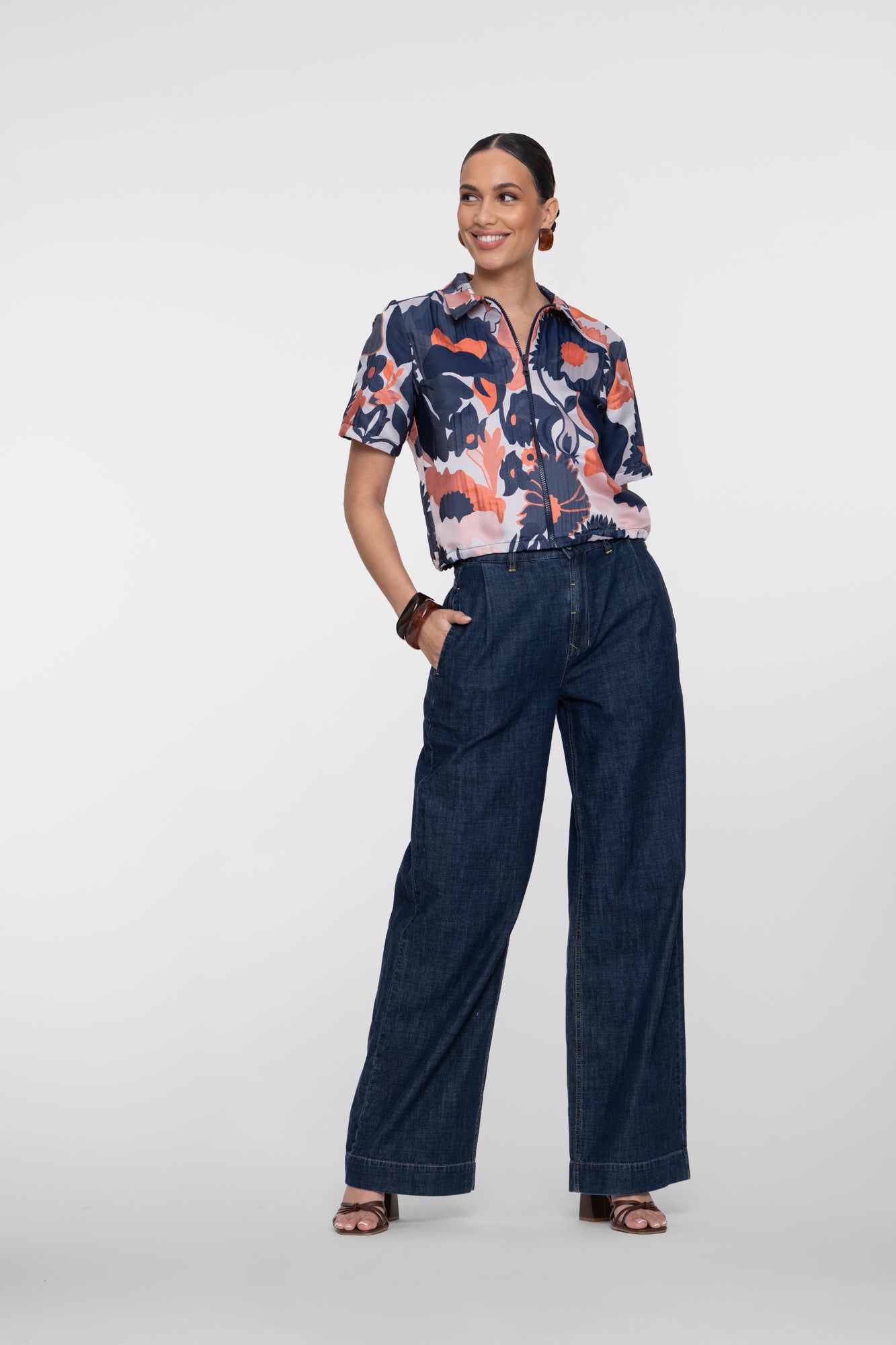 Geisha loose fit jeans met hoge taille