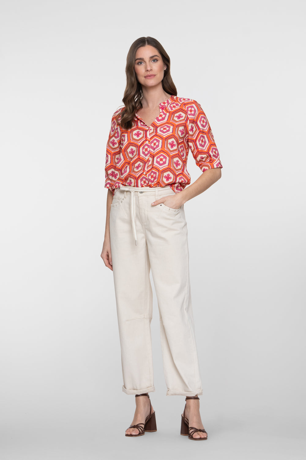 Geisha jeans met relaxed fit en omslag