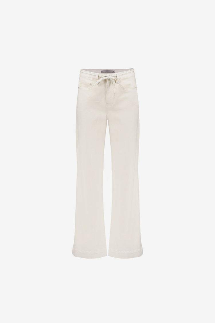 Geisha wide leg jeans ecru met strikceintuur
