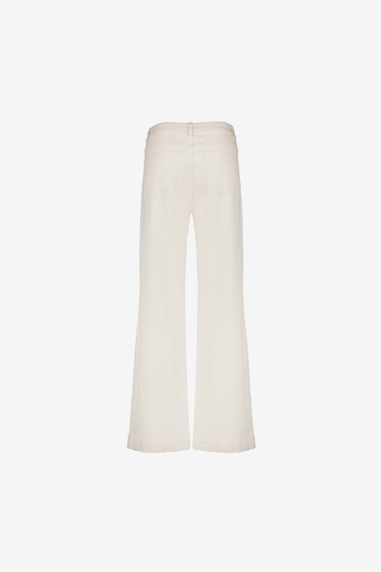 Geisha wide leg jeans ecru met strikceintuur