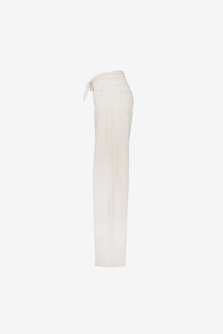 Geisha wide leg jeans ecru met strikceintuur