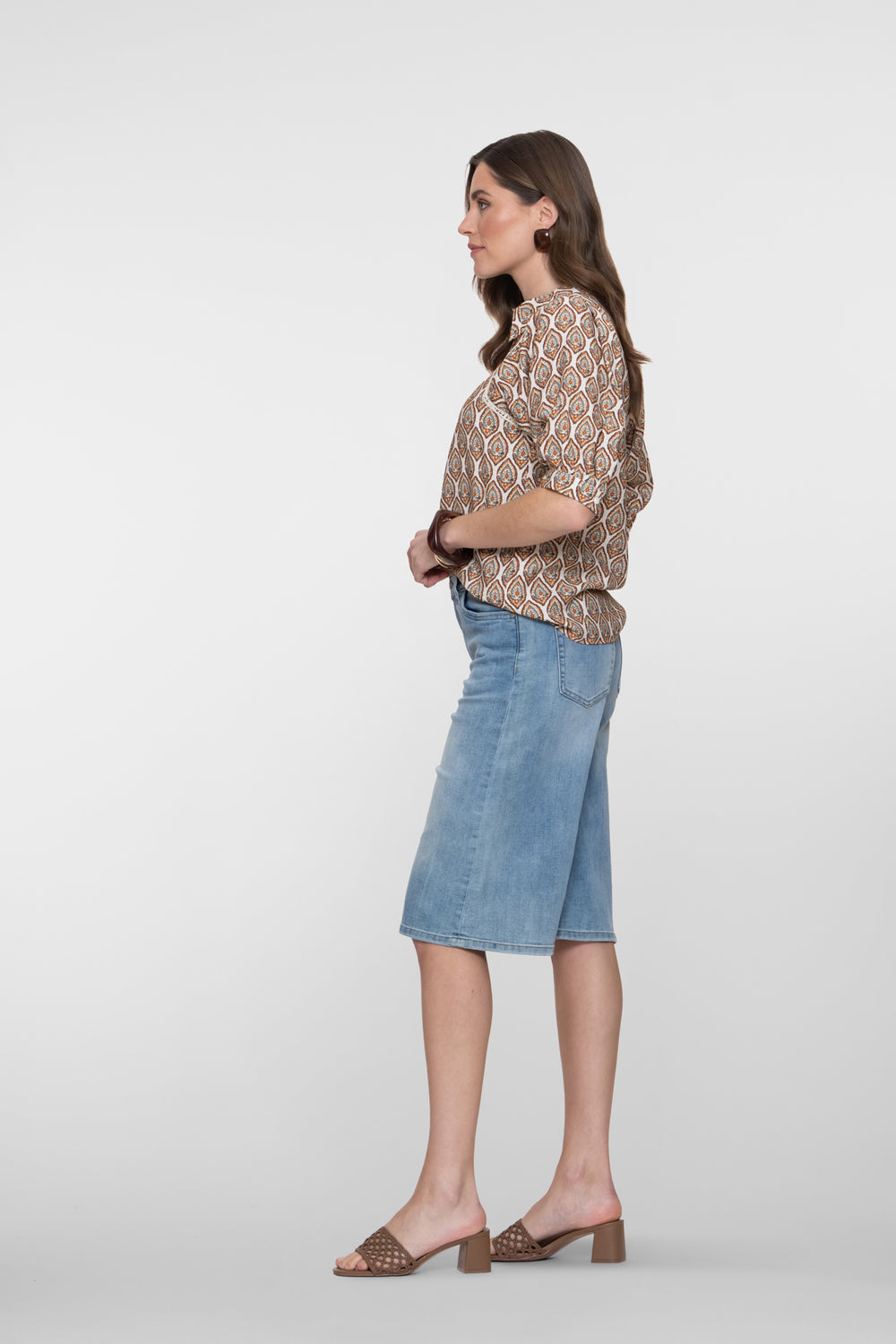 Geisha wijde denim bermuda