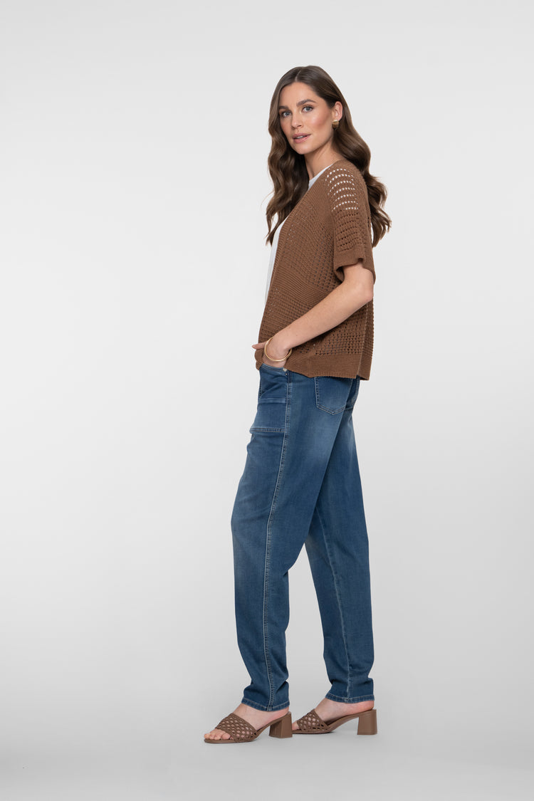 Geisha tapered jeans met patchzakken