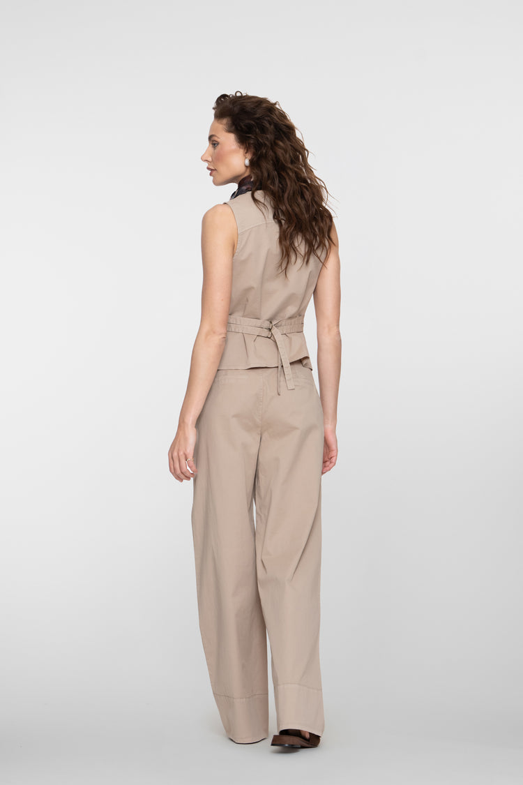 Geisha wide leg broek zandkleurig