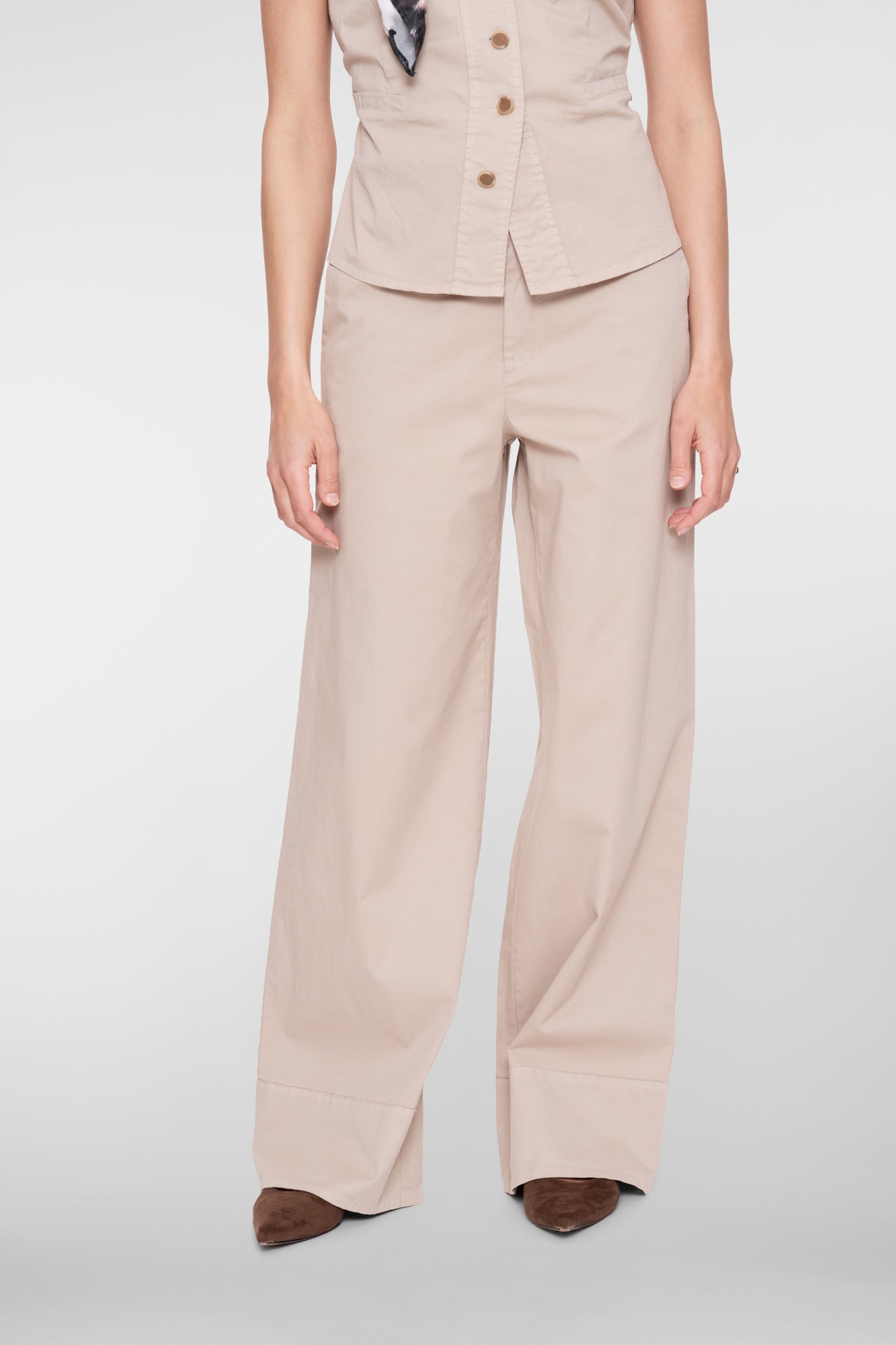 Geisha wide leg broek zandkleurig