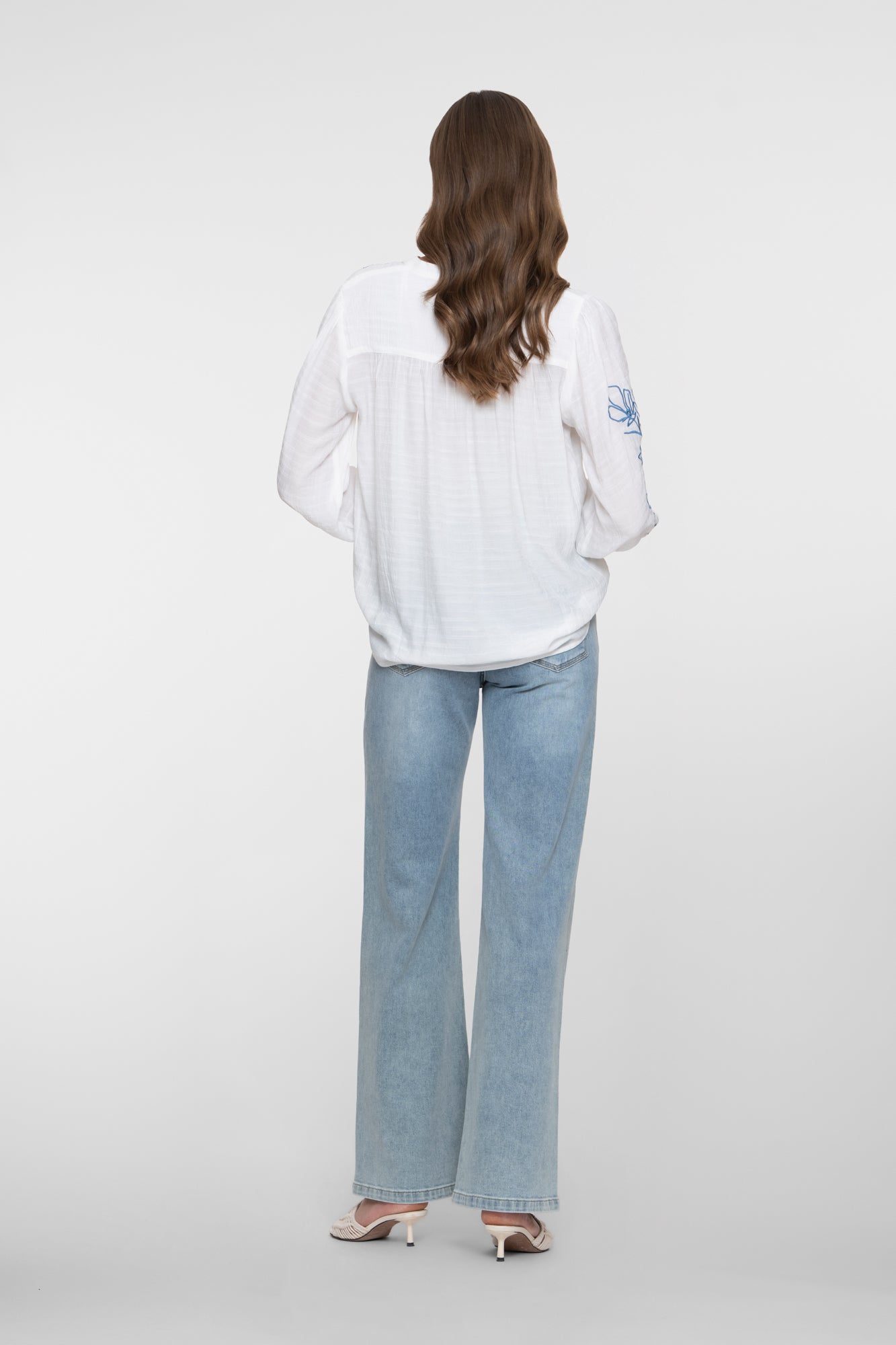 Geisha high rise jeans met wide leg en gekleurde rhinestones