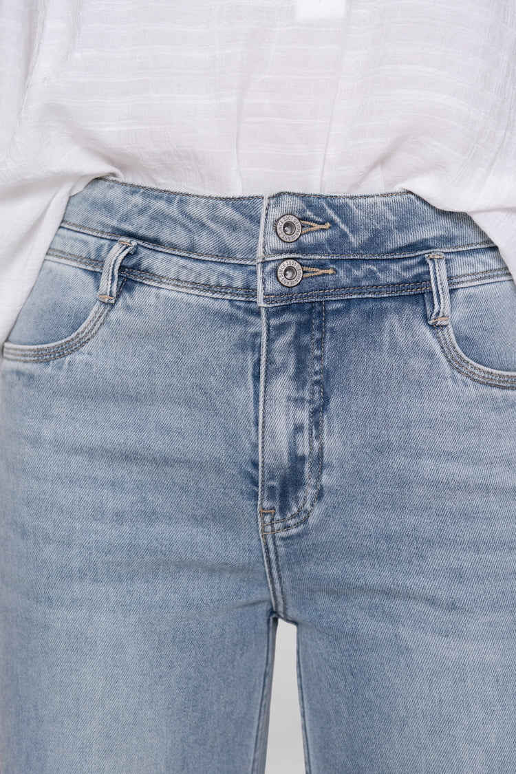 Geisha high rise jeans met wide leg en gekleurde rhinestones