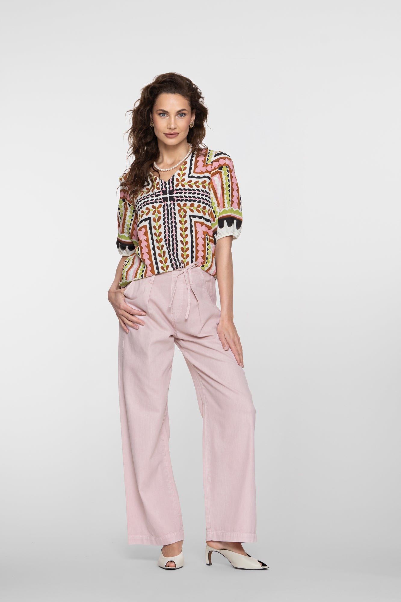 Geisha broek met hoge taille en plooien