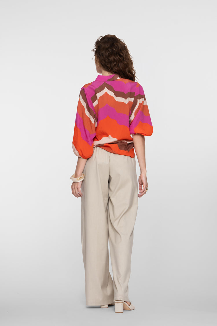 Geisha beige pantalon met strikkoord