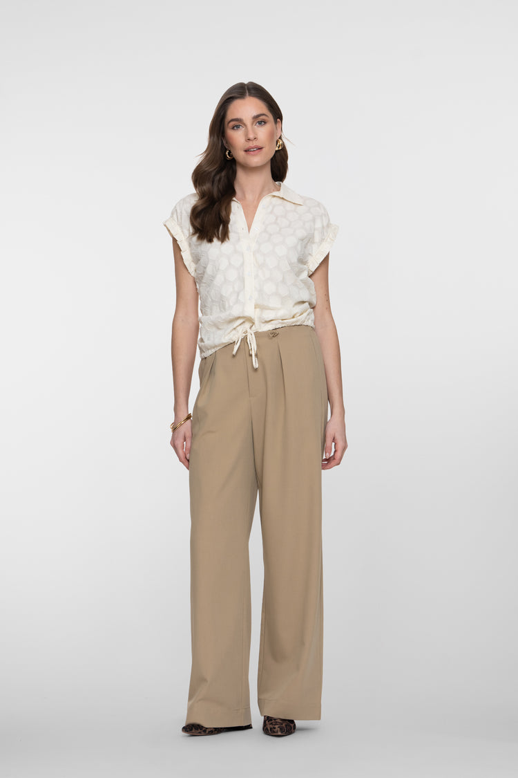 Geisha zandkleurige pantalon met drawstring