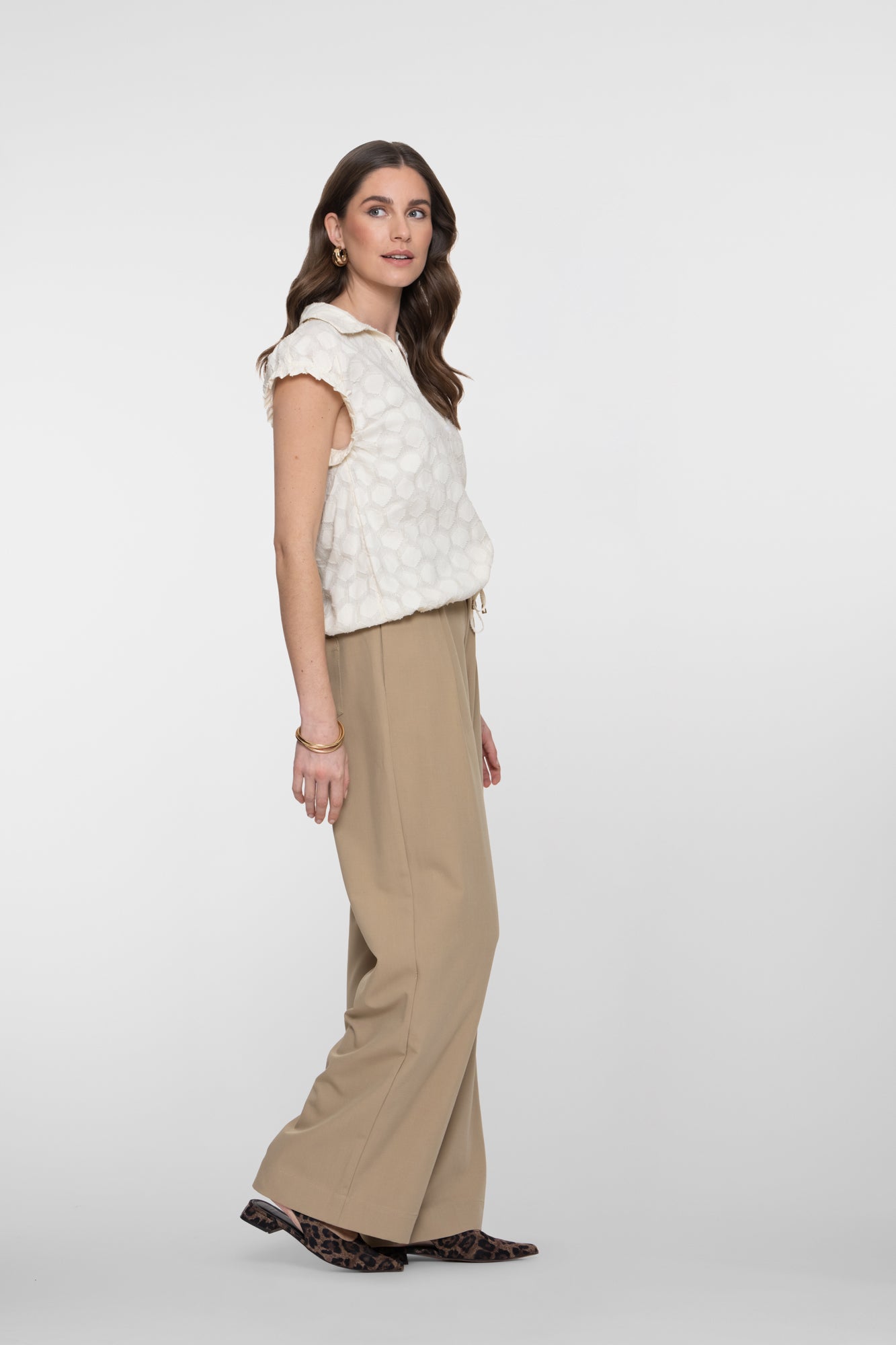 Geisha zandkleurige pantalon met drawstring