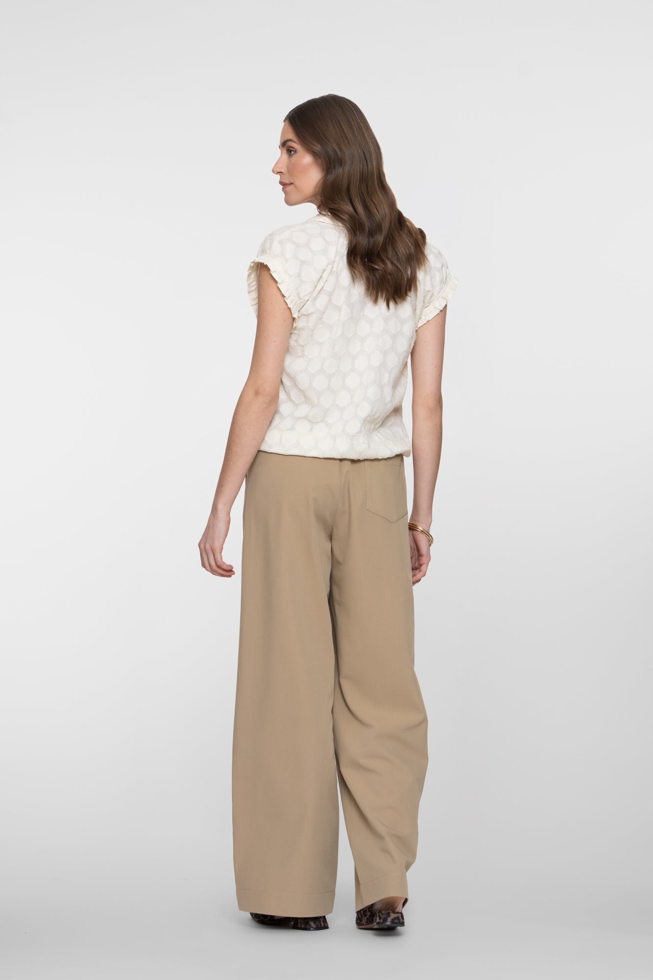 Geisha zandkleurige pantalon met drawstring