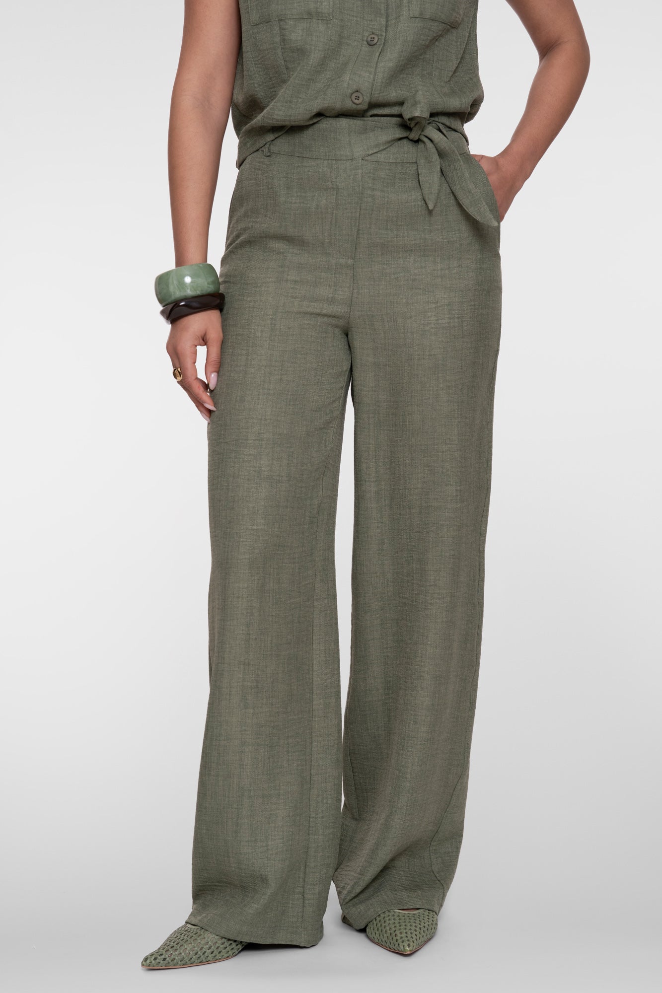 Geisha pantalon met linnenlook