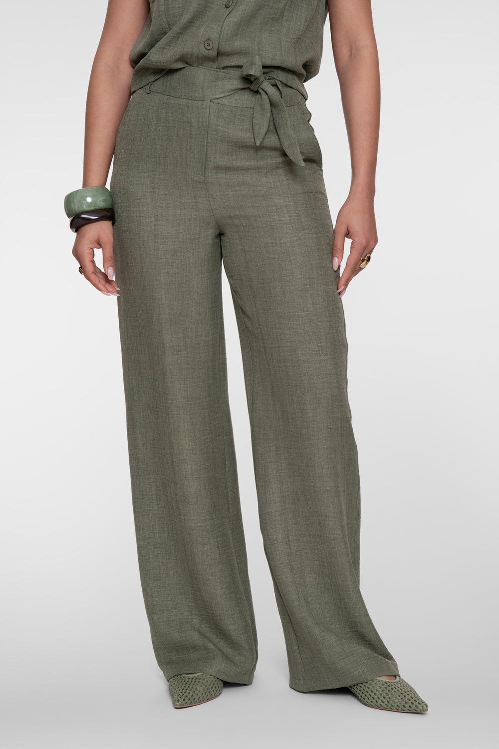 Geisha pantalon met linnenlook