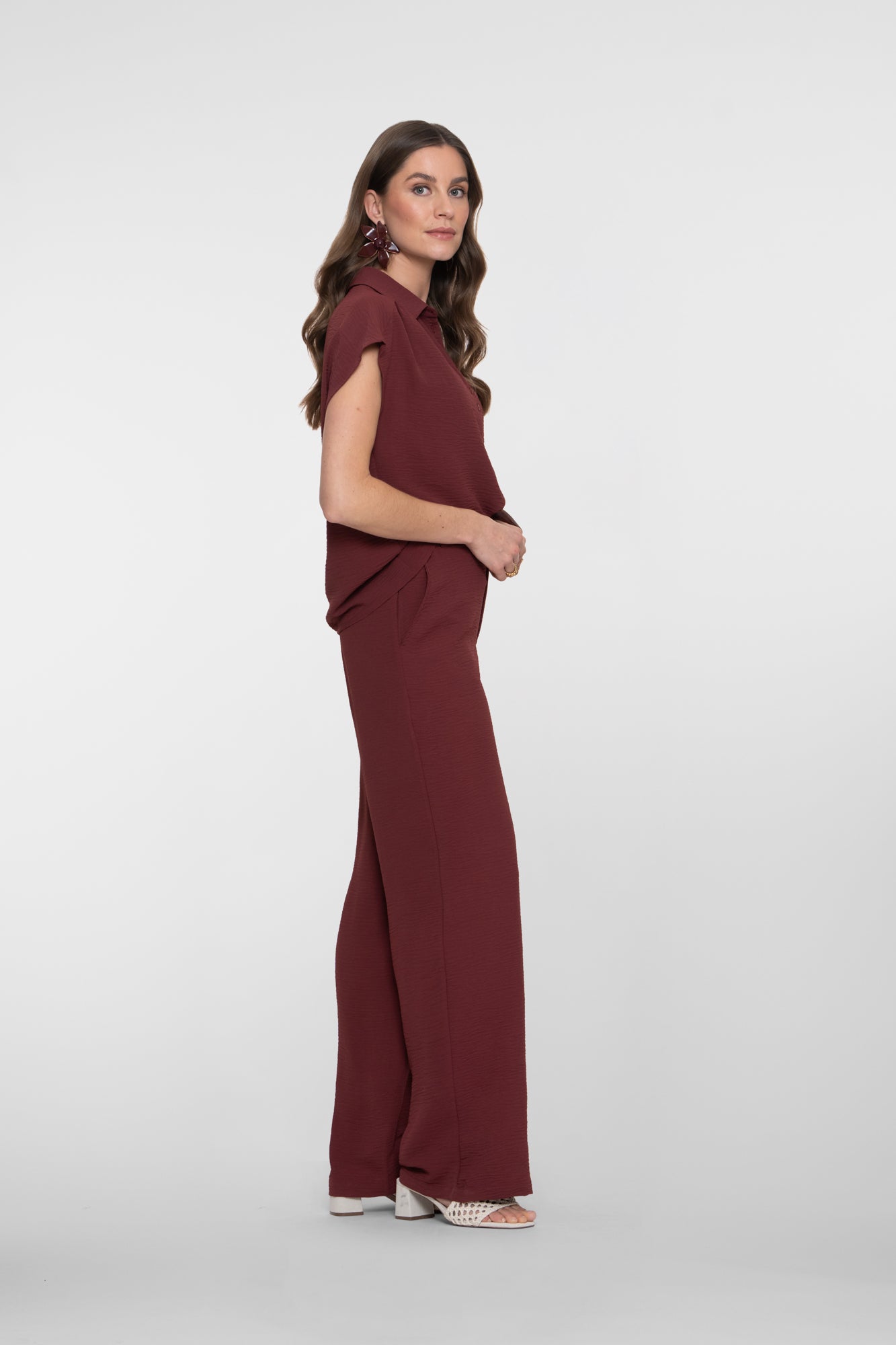 Geisha burgundy pantalon
